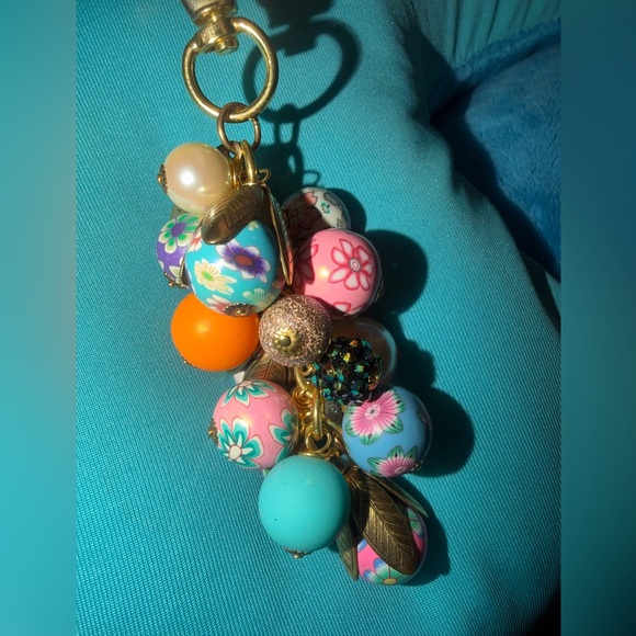 Lenora Dame Bright Floral Keychain Purse Charm - Picture 3 of 6